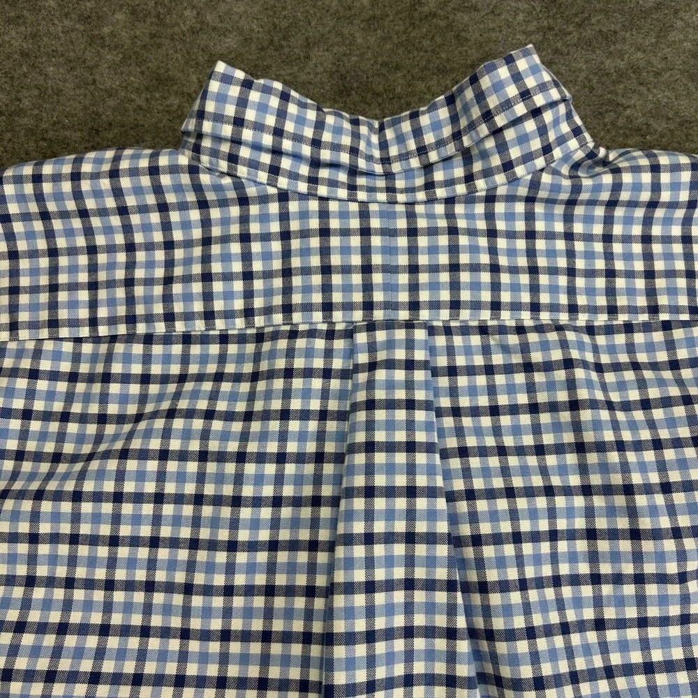 Polo Ralph Lauren Button Down Shirt Mens 3XB Blue White Gingham Long Sleeve Logo
